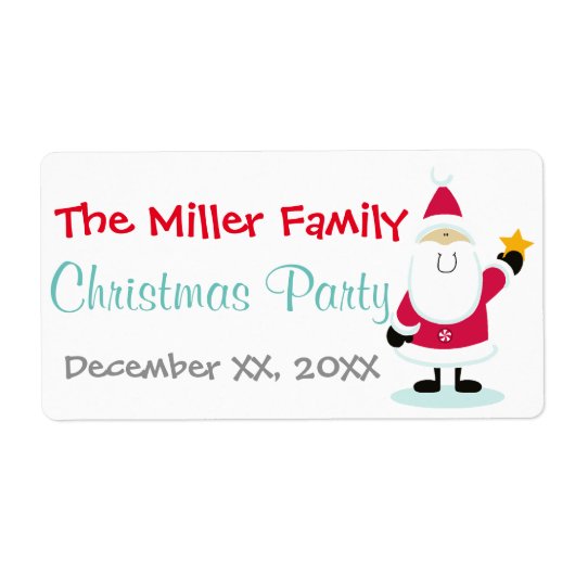 Étiquette Santa Claus Noël Vacances bouteille d'eau Étiquett (Devant)
