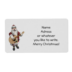 Étiquette Santa Claus Playing Christmas Songs On His Guitar