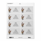 Étiquette Santa Claus Playing Christmas Songs On His Guitar (Feuille entière)