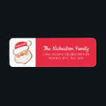 Étiquette Santa Claus Red Christmas Holiday adresse de retou<br><div class="desc">Cette étiquette d'adresse de retour de Noël mignonne comporte le visage de cookie de Père Noël sur l'arrière - plan blanc avec votre nom et adresse sur l'arrière - plan rouge. Parfait pour ces cartes de fin de année et invitations. Ce étiquette correspond à notre suite Holiday Cookie Party.</div>