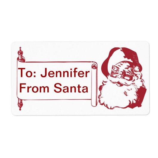 Étiquette Santa Claus - Vieux, Vintage (Devant)