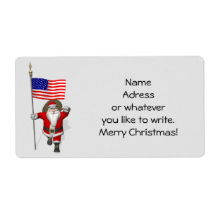 Étiquette Santa Claus With Ensign Of The USA