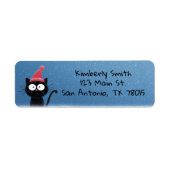 Étiquette Santa Hat Black Cat Christmas Return Address (Devant)