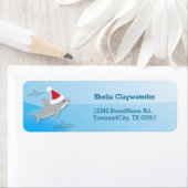 Étiquette Santa Hat Cute Shark Noël Holiday (En situation)