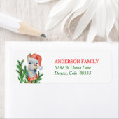 Étiquette Santa Hat Llama Adresse de retour (En situation)