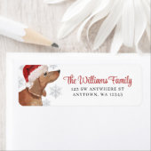 Étiquette Santa Hat Snowflake Tan Dachshund Return Address (En situation)