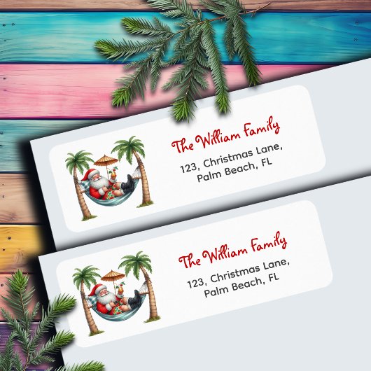 Étiquette Santa on a Tropical Island Return Address