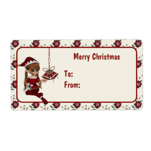 Étiquette Santas's Helper Christmas Elf Christmas Tags