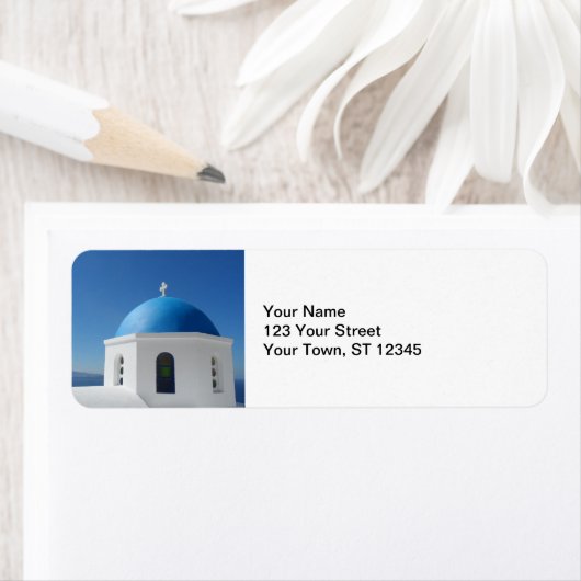 Étiquette Santorin, Grèce (En situation)