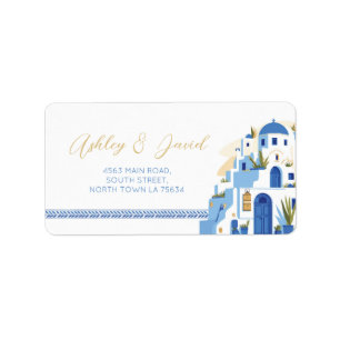 Étiquette Santorini Adresse de retour Label Mariage grec
