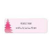 Étiquette Sapin de Noël Rose Pailleté Mignon (Devant)