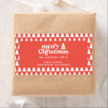 Étiquette sapin de Noël rouge moderne vacances simple style<br><div class="desc">sapin de Noël rouge vacances modernes simple étiquette de adresse élégant</div>