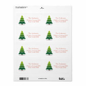 Étiquette Sapin de Noël vert moderne (Feuille entière)