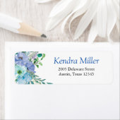 Étiquette Sapphire Blue Floral Adresse de retour (En situation)