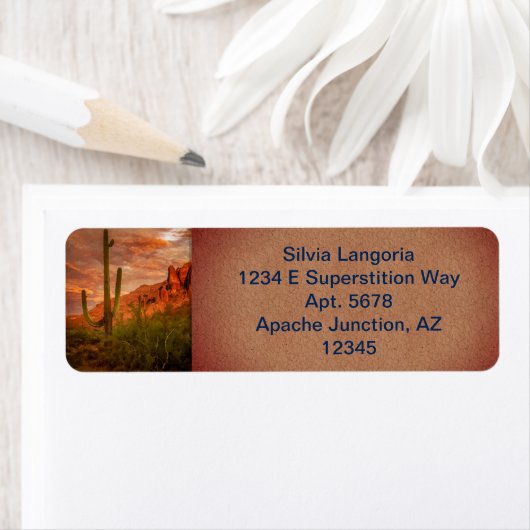 Étiquette Saquaro Cactus Superstition Coucher de soleil de m (En situation)