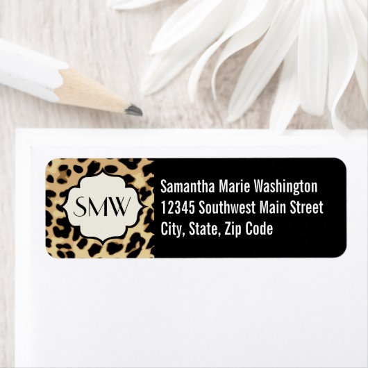 Étiquette Sassy Empreinte de léopard Monogrammed (En situation)