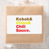 Étiquette Sauce Kebab & Chips & Chili. (En situation)