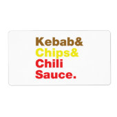 Étiquette Sauce Kebab & Chips & Chili. (Devant)