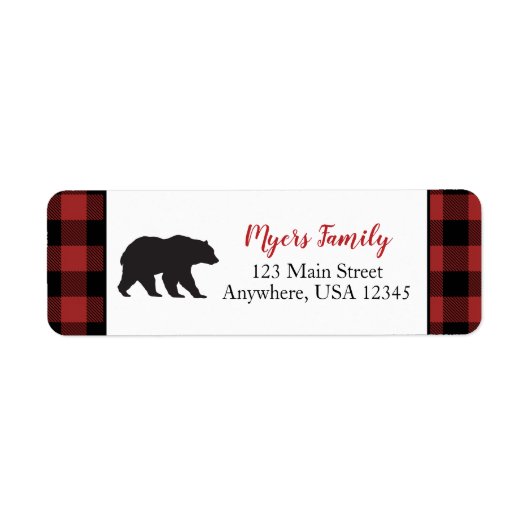 Étiquette Sauvage Un Ours Noir Plaid Rouge Buffle (Devant)