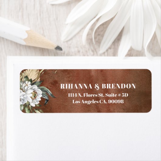 Étiquette Savanna fleurs de papier brun texture (En situation)