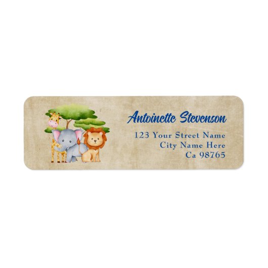 Étiquette Savanna Safari Bébés Animaux (Devant)