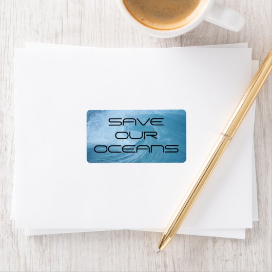 ÉTIQUETTE SAVE OUR OCEANS WAVE SURF CLIMATE CHANGE POLLUTION (En situation)