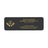 Étiquette Scales de justice juridique or avocat retour adres (Devant)