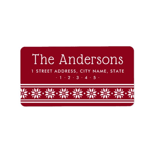 Étiquette Scandinavian star border dark red return address (Devant)