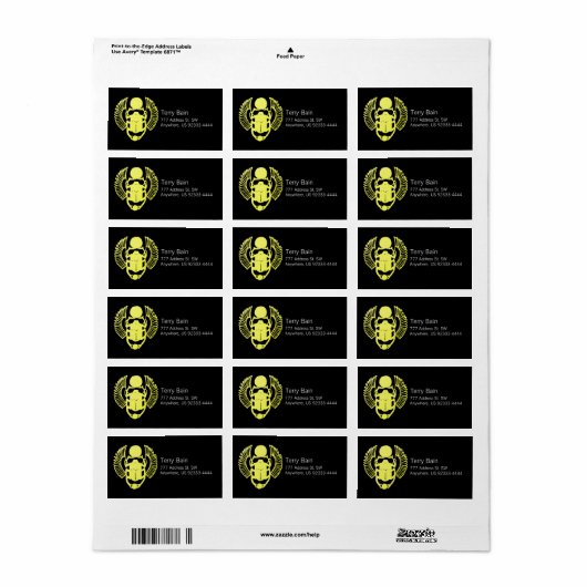 Étiquette Scarab ailé (Feuille entière)