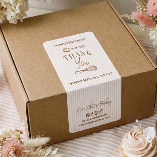 Étiquette Sceau de boulangerie Merci Cuillère à rayures rose