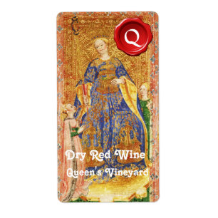 ÉTIQUETTE SCEAU DE CIRE DE VIN ROUGE DE LA REINE /TAROTS ANC