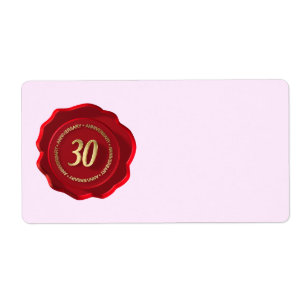 Étiquette sceau de cire rouge du 30e anniversaire
