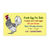 Étiquette Sceau de poulet Sebright signe d'oeuf frais à vend (Devant)