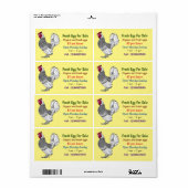 Étiquette Sceau de poulet Sebright signe d'oeuf frais à vend (Feuille entière)