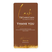 Étiquette Scellé de technologie de cils Gold & Brown Label | (Devant)