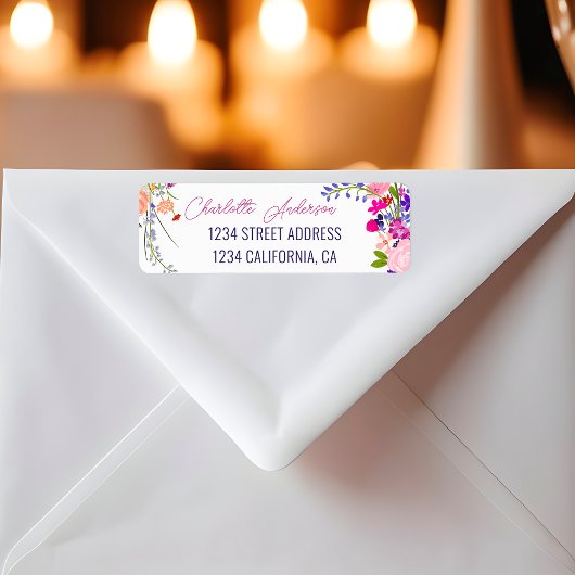 Étiquette Scénario de fleurs sauvages chic moderne joli grad