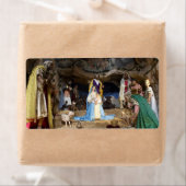 Étiquette Scène de la Nativité de Noël antique (En situation)