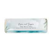 Étiquette Scène de mariage de plage à l'aquarelle florale Ad (Devant)