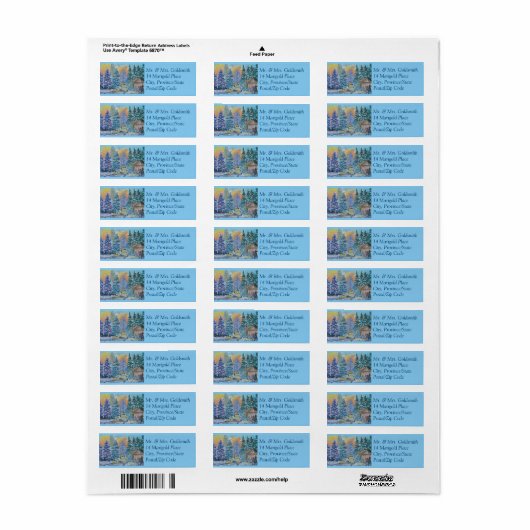 Étiquette Scène d'hiver du pays (Feuille entière)