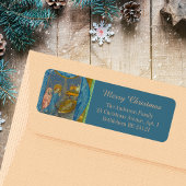 Étiquette Scène médiévale chrétienne de la Nativité Joyeux N