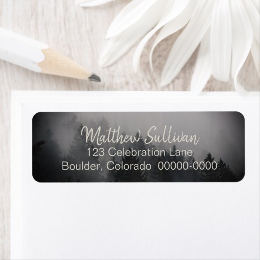 Étiquette Scène sylvatique rustique moderne de forêt (En situation)