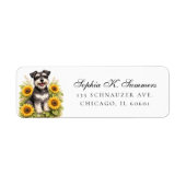 Étiquette Schnauzer and Sunflowers Personalized Address (Devant)