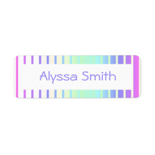 Étiquette School Book Name Labels Rainbow Stripes Colorful