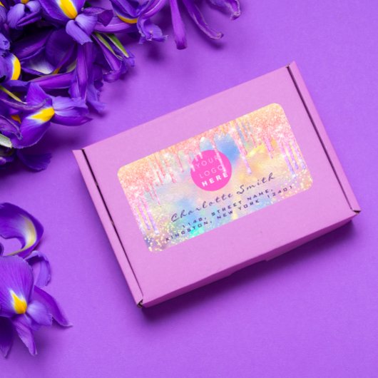 Étiquette scolaire Logo holographique Licorne Bout