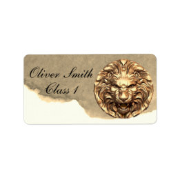 Étiquette Scolaire Personnalisée Tête de Lion Doré