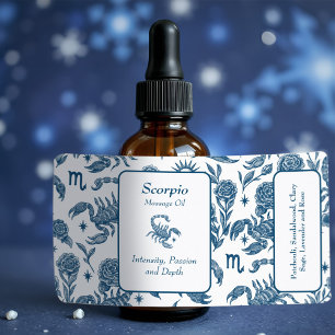 Étiquette Scorpio Essential Oil Botté Féminine Bleu Floral