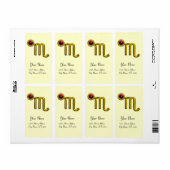 ÉTIQUETTE SCORPIO ZODIAC ANNIVERSAIRE GRENADE ROUGE (Feuille entière)