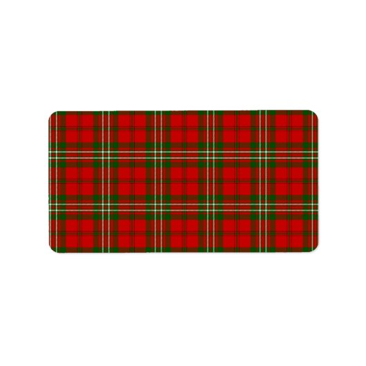 Étiquette Scott tartan rouge vert plaid (Devant)