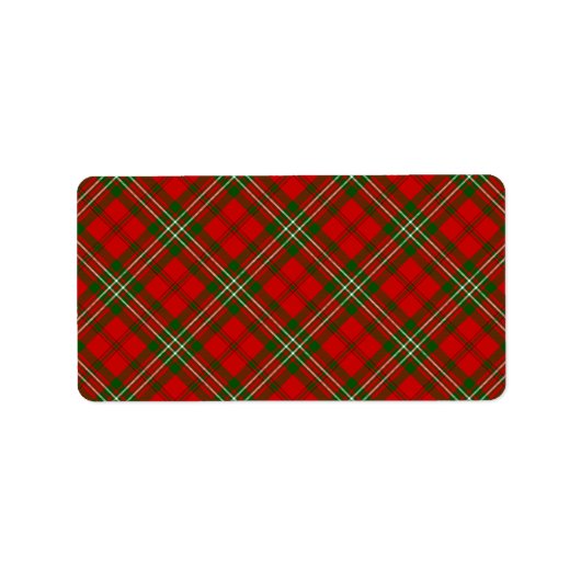 Étiquette Scott tartan rouge vert plaid (Devant)