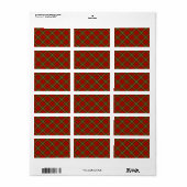 Étiquette Scott tartan rouge vert plaid (Feuille entière)